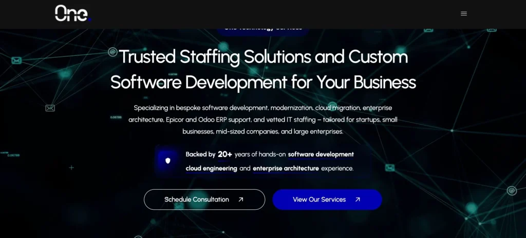 One Technology Services website screenshot
