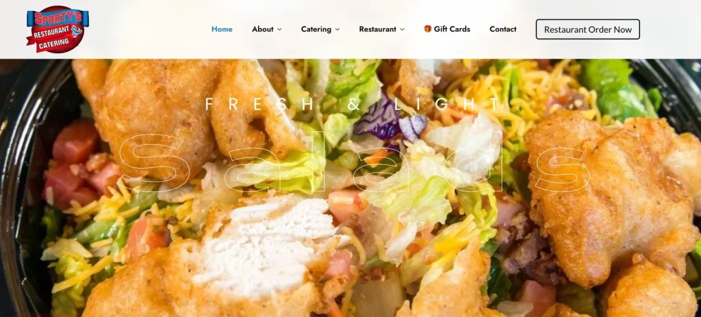 Sporty's Catering website screenshot